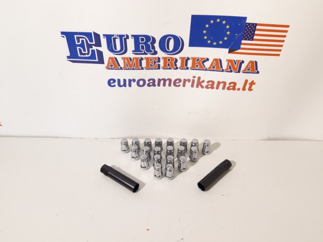 20 Chrome Spline Acorn 1/2"-20 Lug Nuts Closed End + 2 Keys